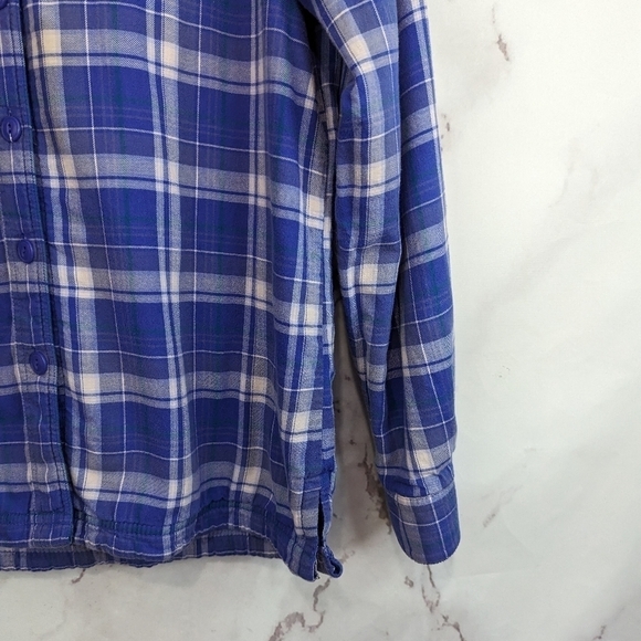 LL Bean Shirt Jacket Size XS Women Purple Plaid Fleece Lined Shacket Oversized - Picture 4 of 14